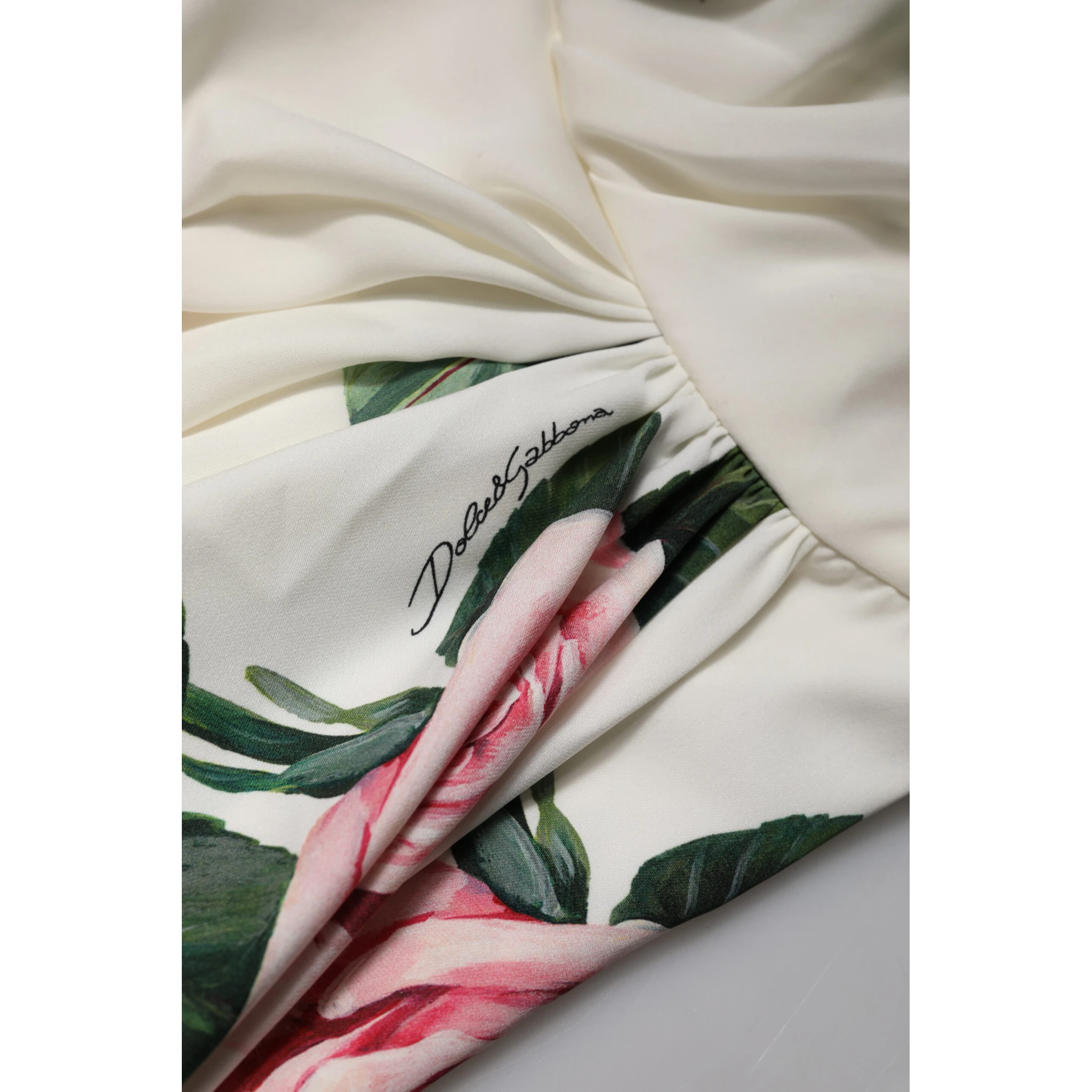 White Floral One Shoulder Sheath Midi Dress