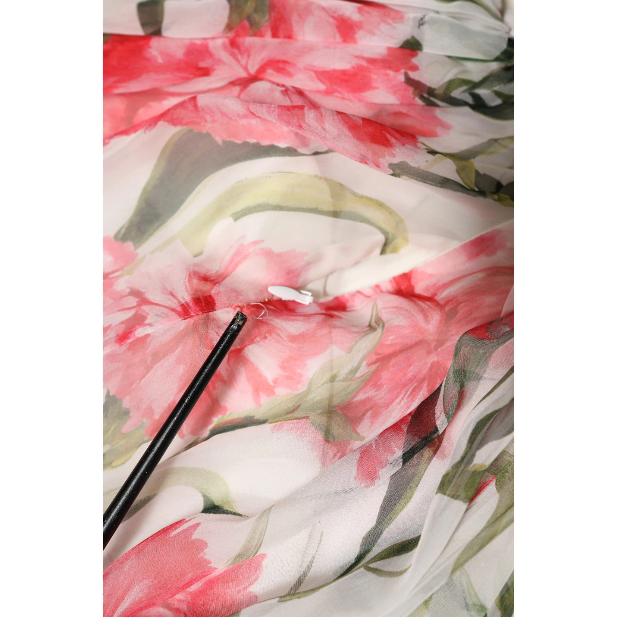 White Floral Silk Halter A-line Maxi Dress