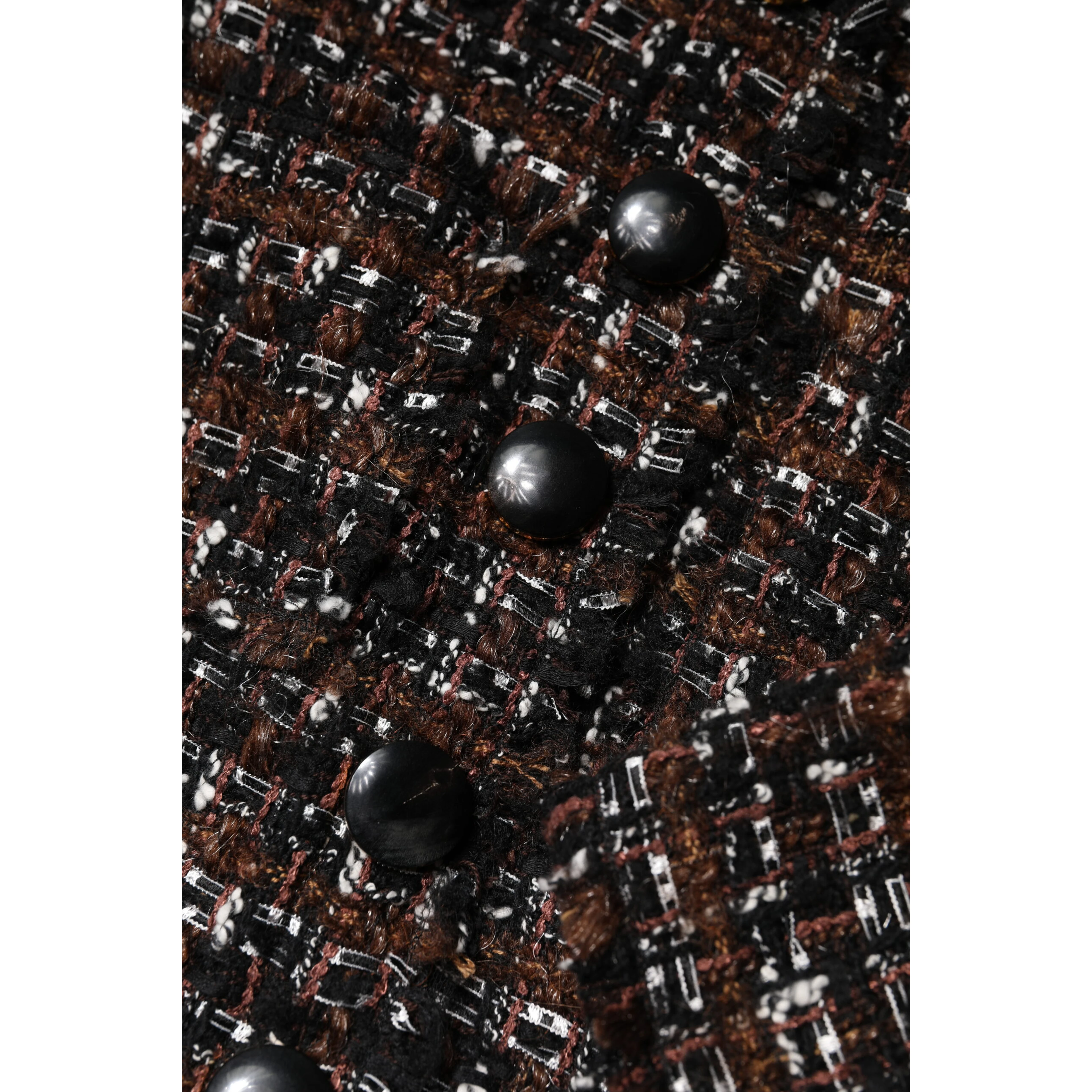 Brown Tweed Short Sleeves A-line Mini Dress
