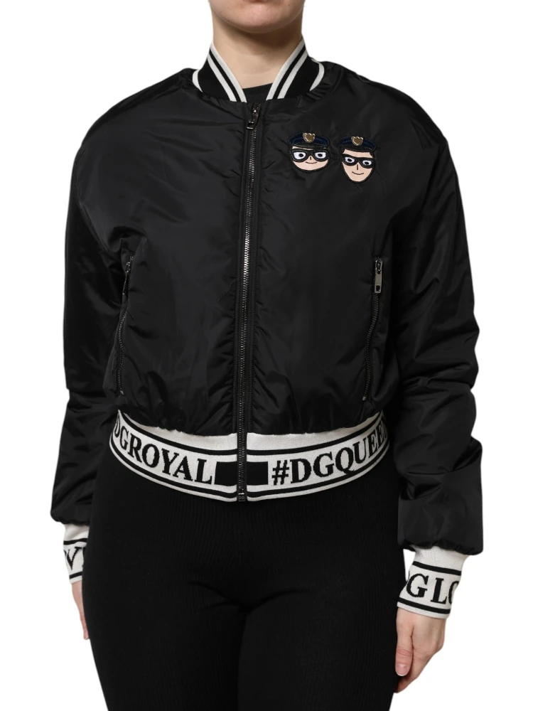Black Nylon #DGFamily Full Zip Bomber Jacket