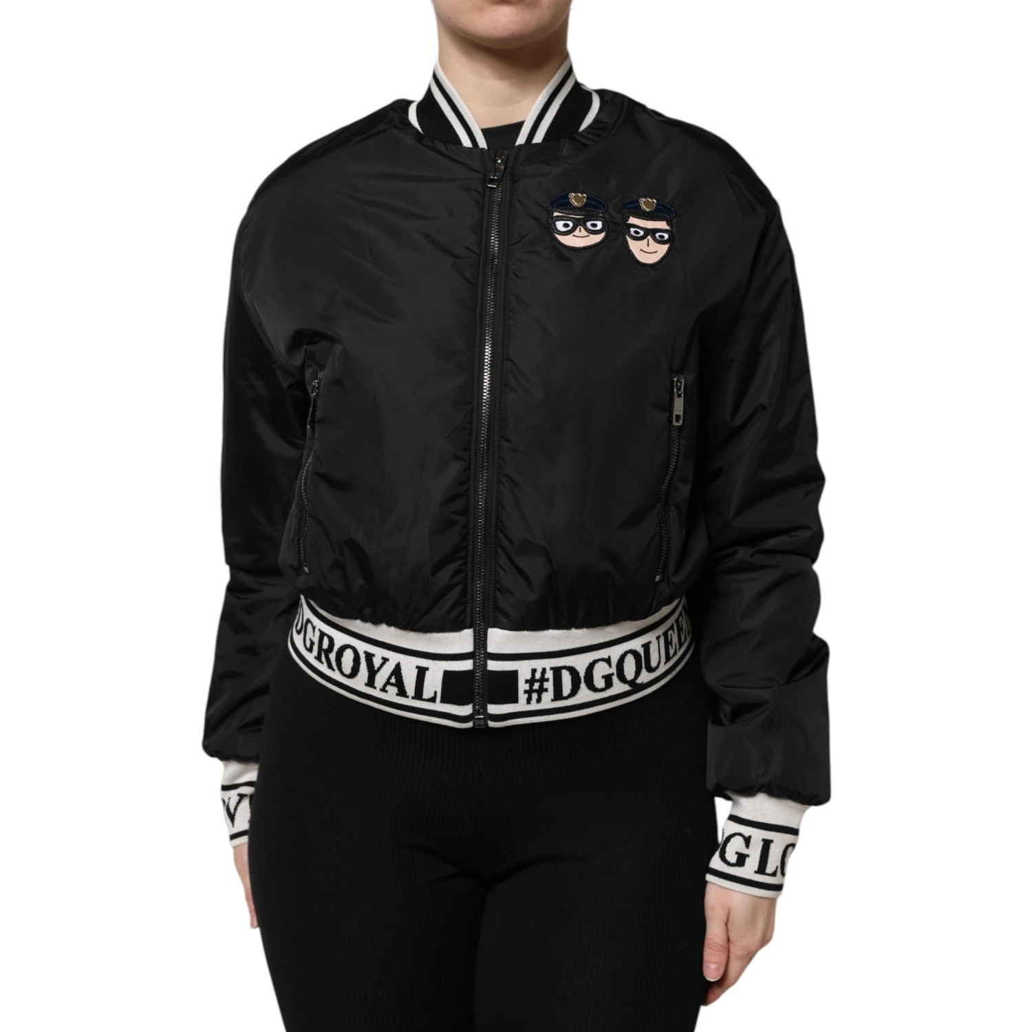 Black Nylon #DGFamily Full Zip Bomber Jacket