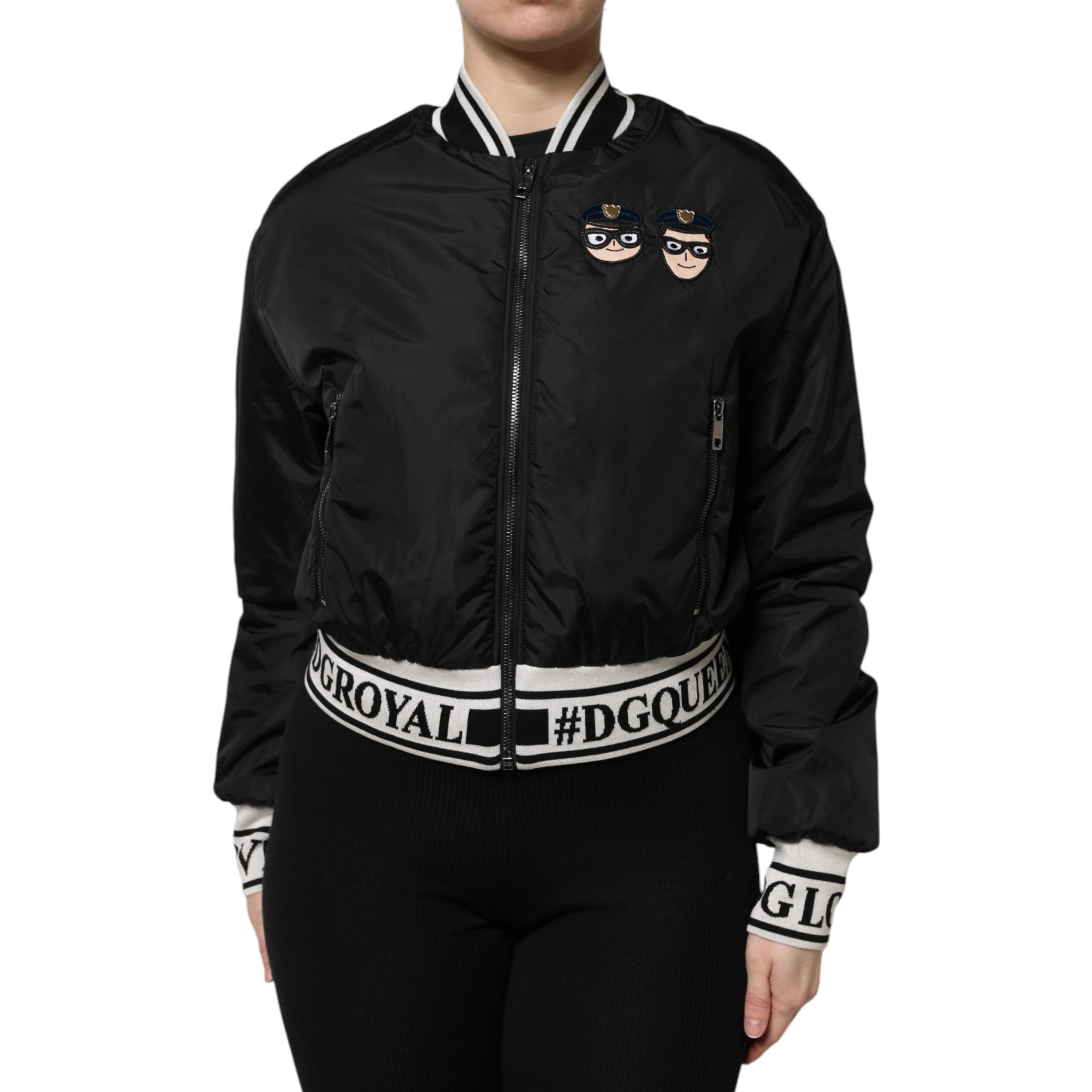 Black Nylon #DGFamily Full Zip Bomber Jacket
