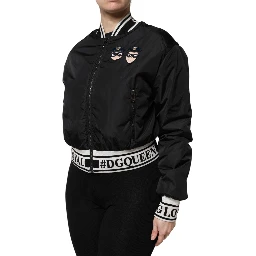 Black Nylon #DGFamily Full Zip Bomber Jacket