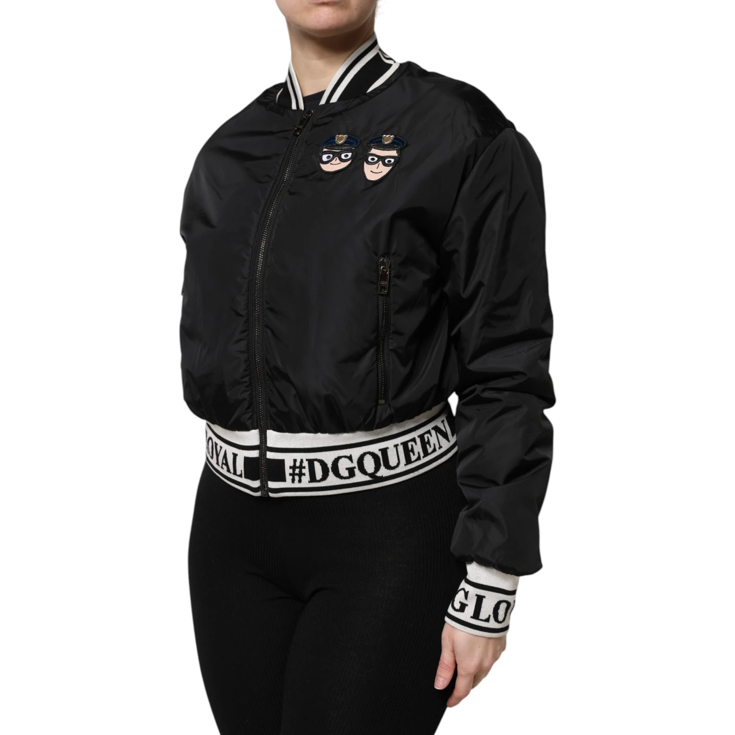Black Nylon #DGFamily Full Zip Bomber Jacket