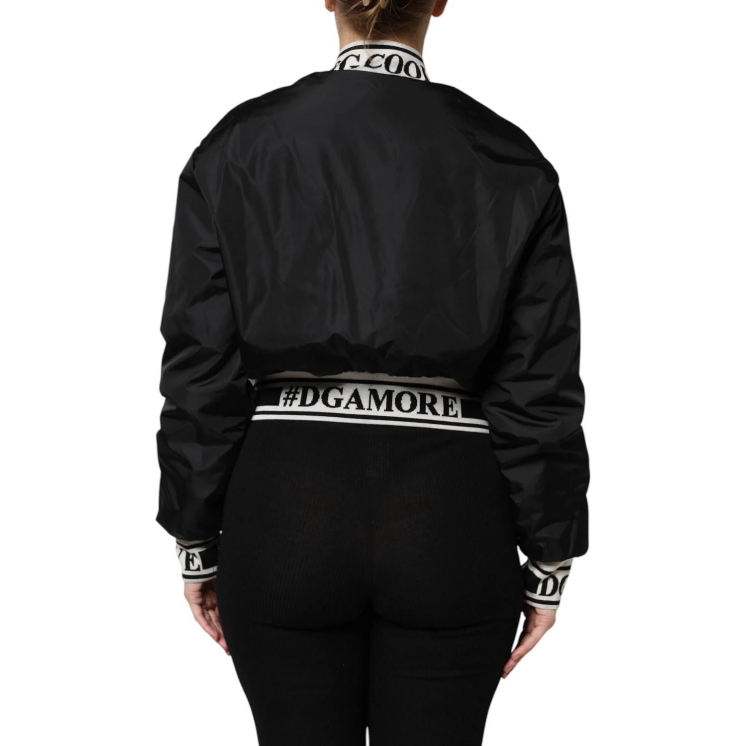Black Nylon #DGFamily Full Zip Bomber Jacket