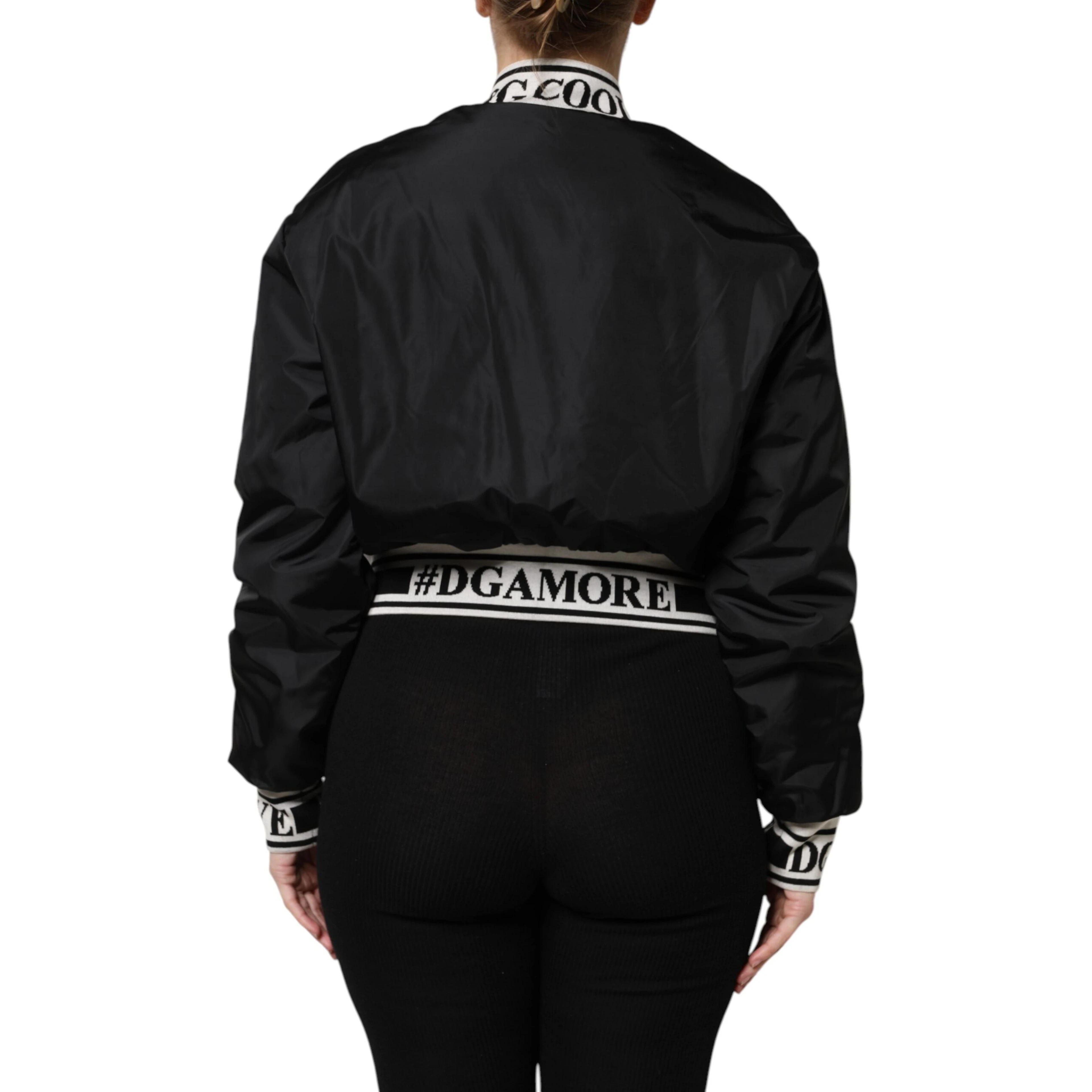 Black Nylon #DGFamily Full Zip Bomber Jacket