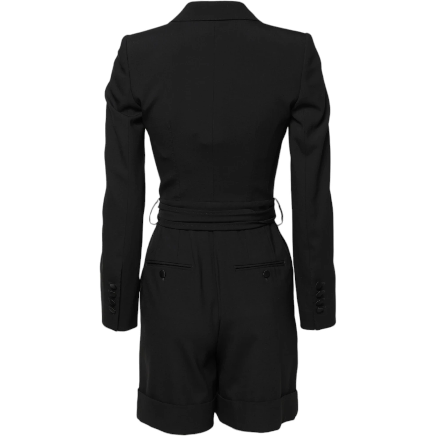 Black Wool Jumpsuit Dress Women Coat Jacket