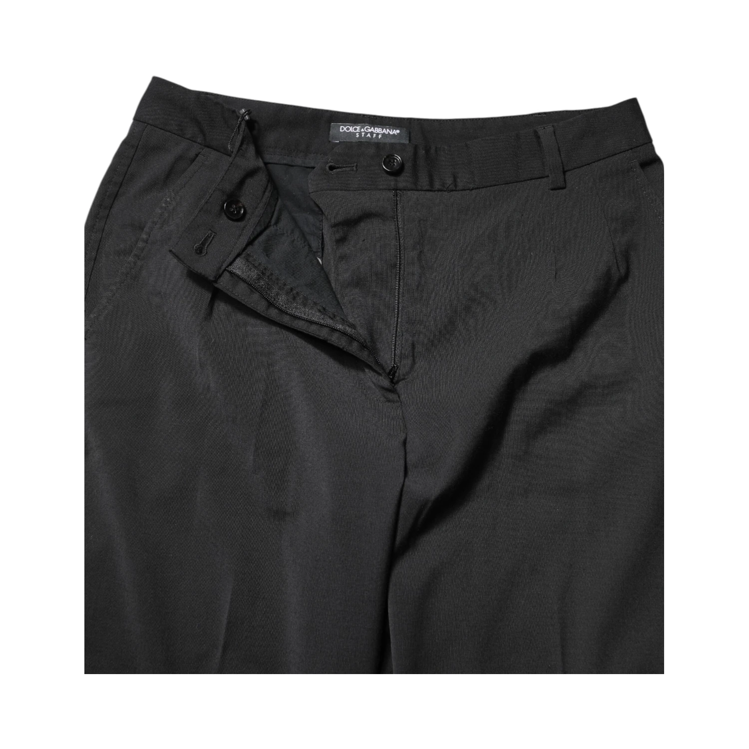 Black Polyester High Waist Slim Pants