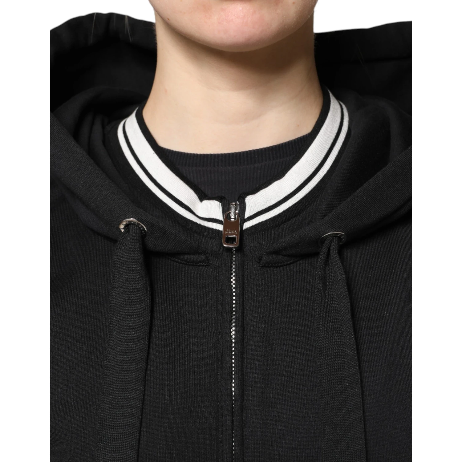 Black Cotton Hooded Full Zip Sweatshirt Sweater