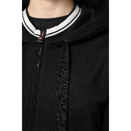Black Cotton Hooded Full Zip Sweatshirt Sweater