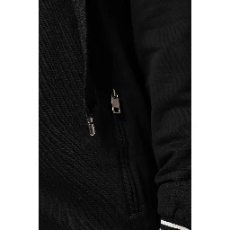 Black Cotton Hooded Full Zip Sweatshirt Sweater