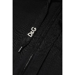 Black Cotton Hooded Full Zip Sweatshirt Sweater