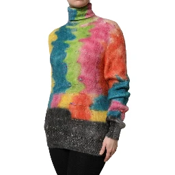 Multicolor Mohair Turtleneck Pullover Sweater