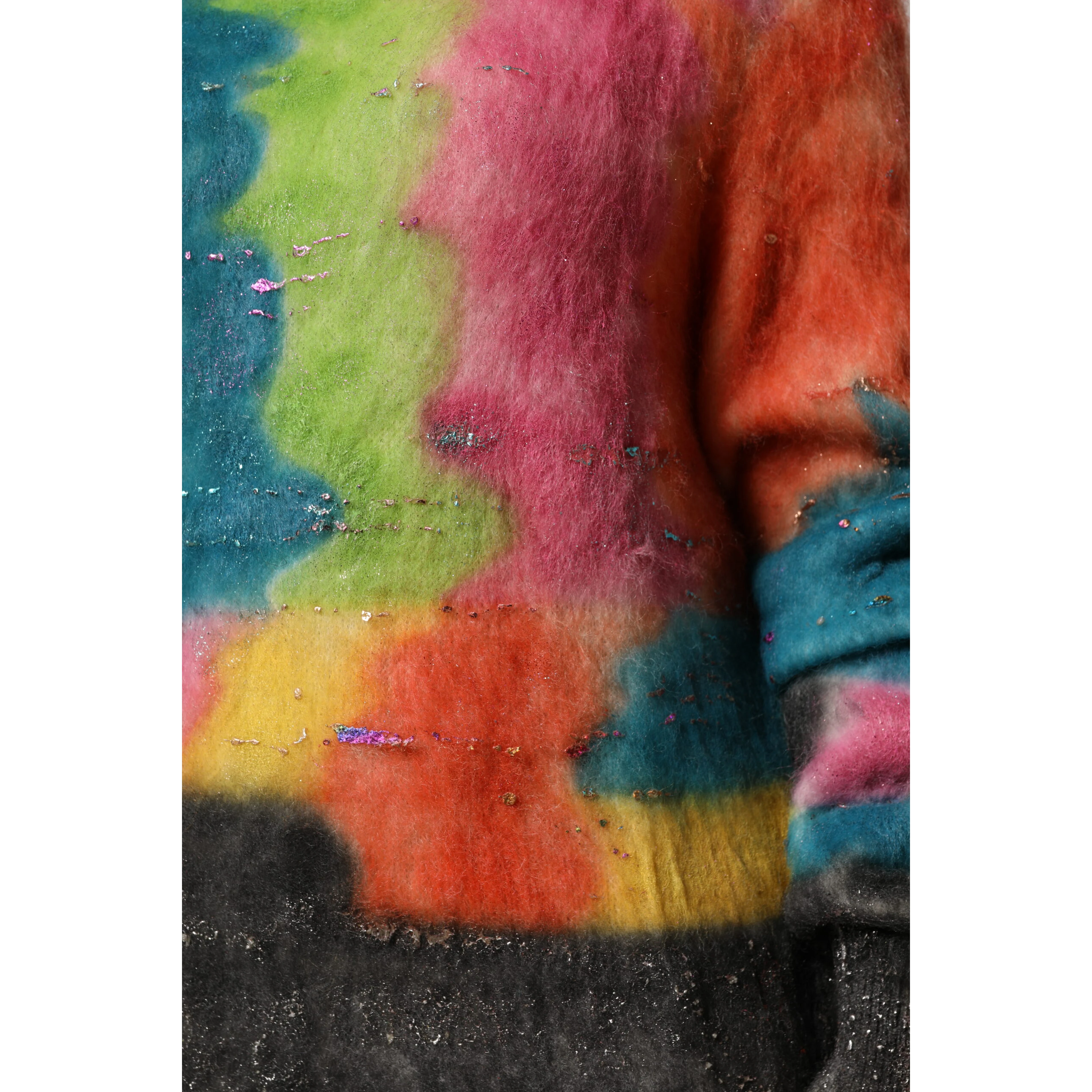 Multicolor Mohair Turtleneck Pullover Sweater