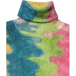 Multicolor Mohair Turtleneck Pullover Sweater