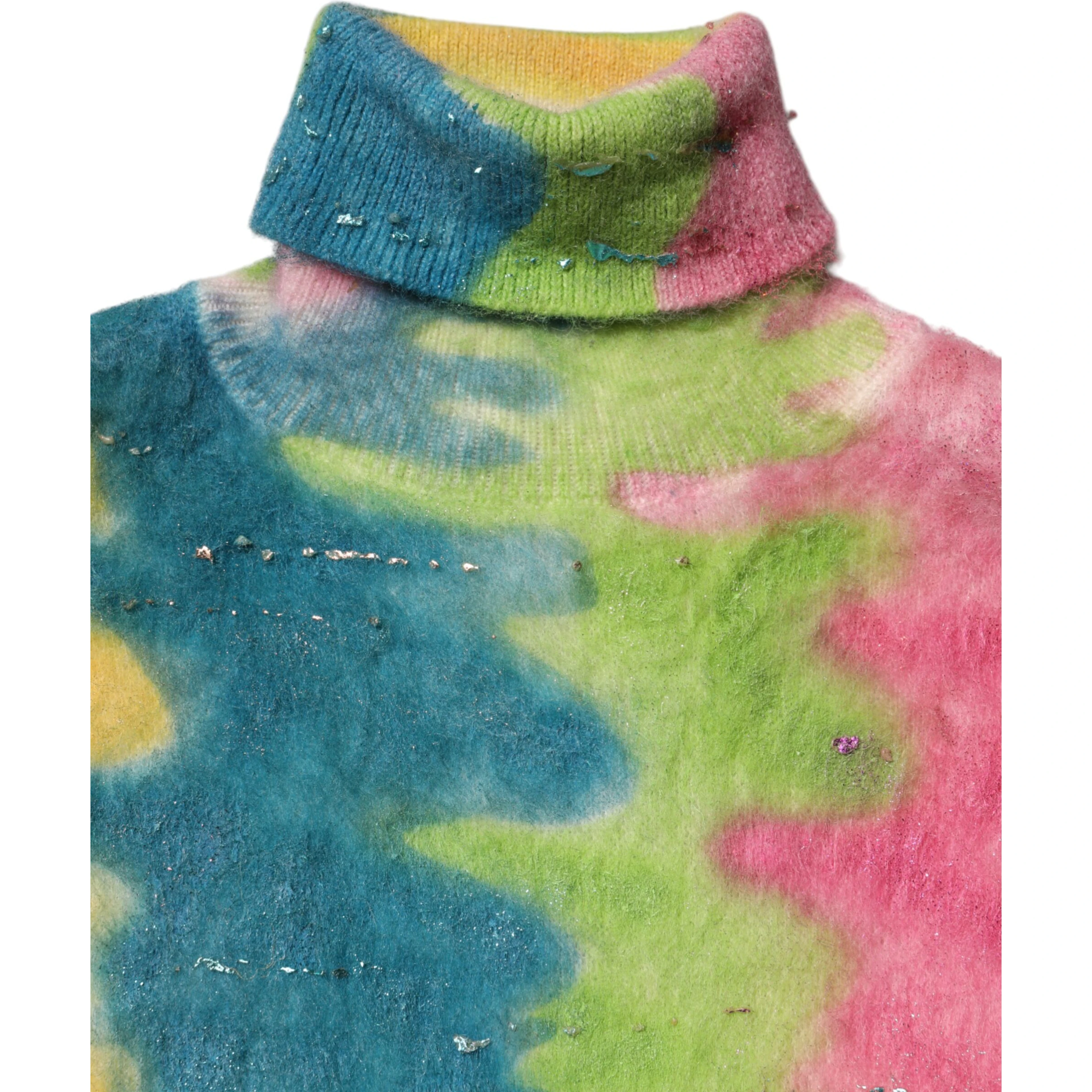 Multicolor Mohair Turtleneck Pullover Sweater