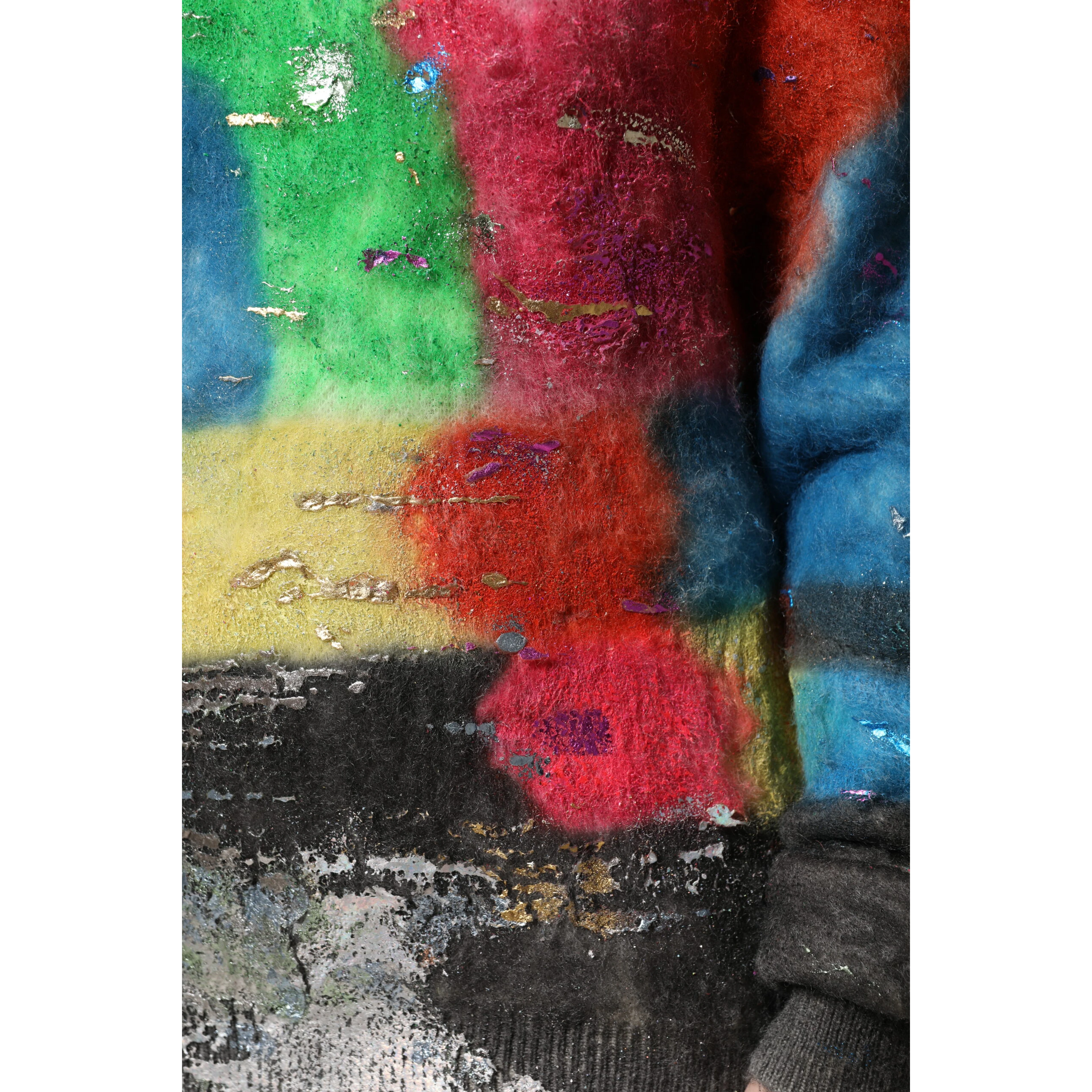 Multicolor Mohair Turtleneck Pullover Sweater