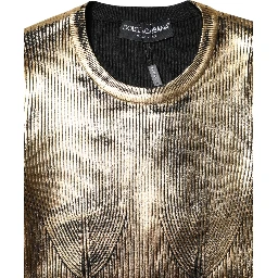 Gold Round Neck Long Sleeve Pullover Top