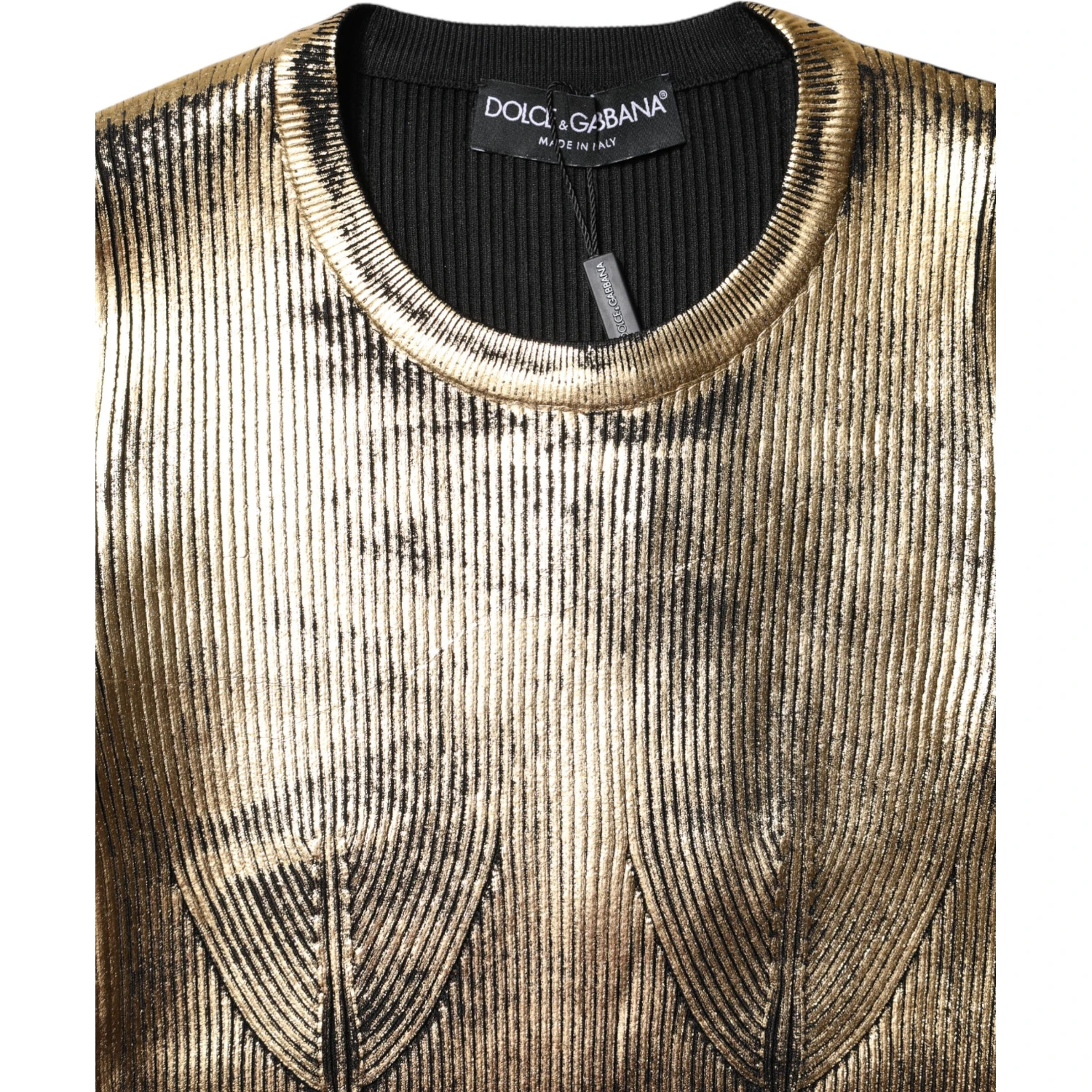 Gold Round Neck Long Sleeve Pullover Top