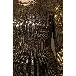 Gold Round Neck Long Sleeve Pullover Top