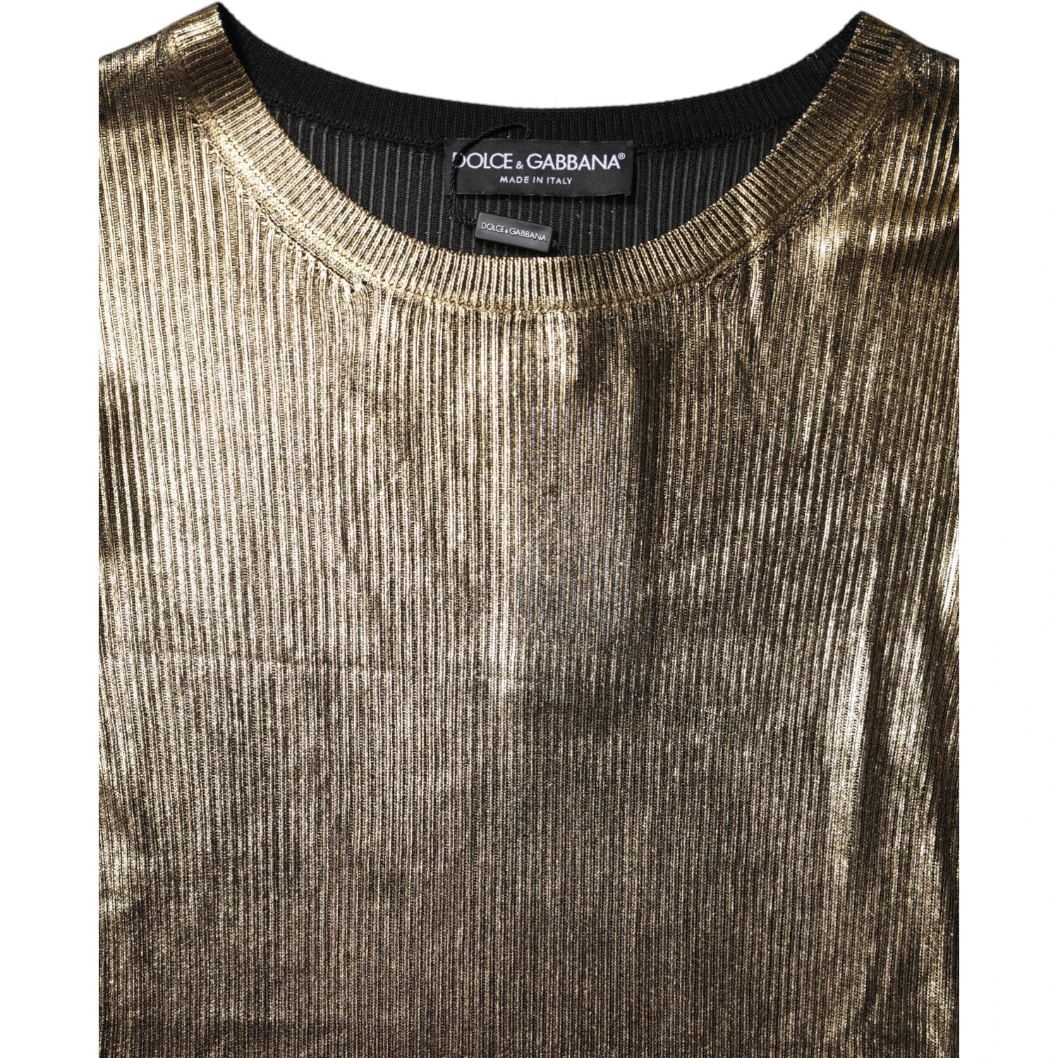 Gold Round Neck Long Sleeve Pullover Top