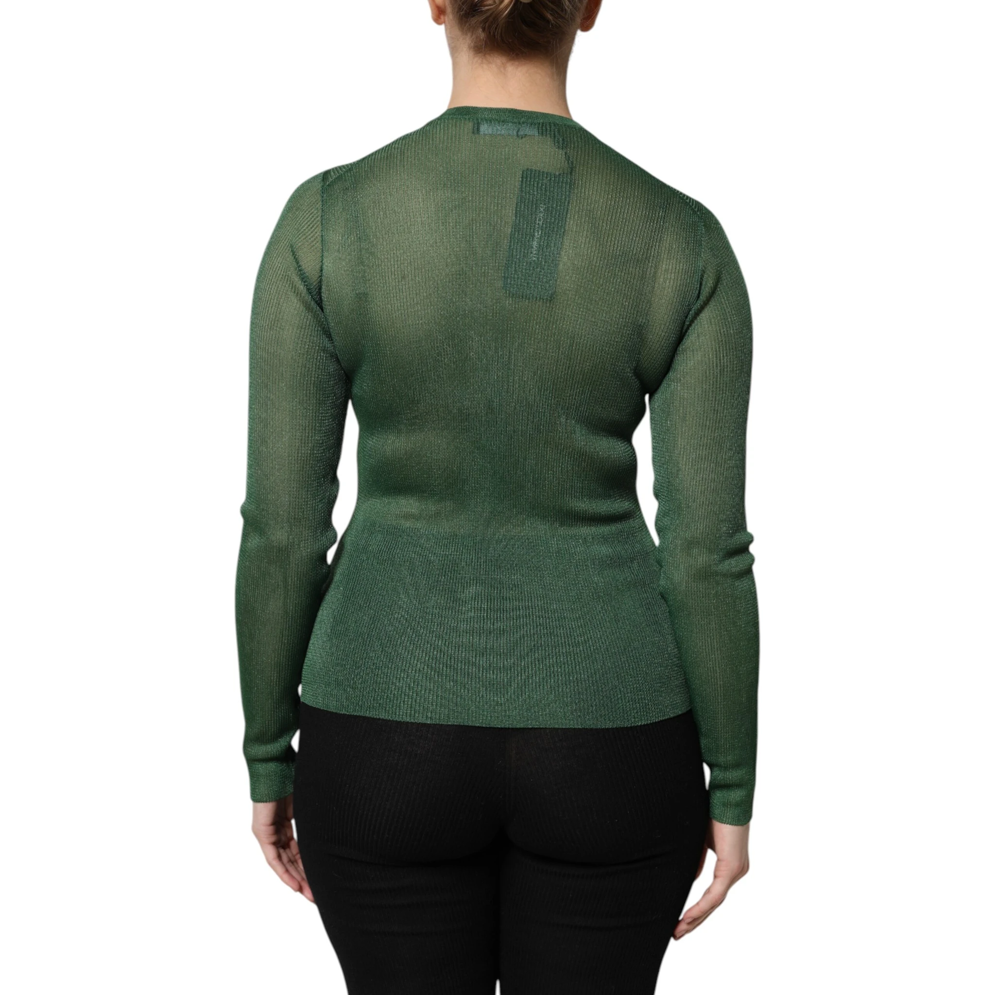 Green Polyester Long Sleeves Cardigan Sweater