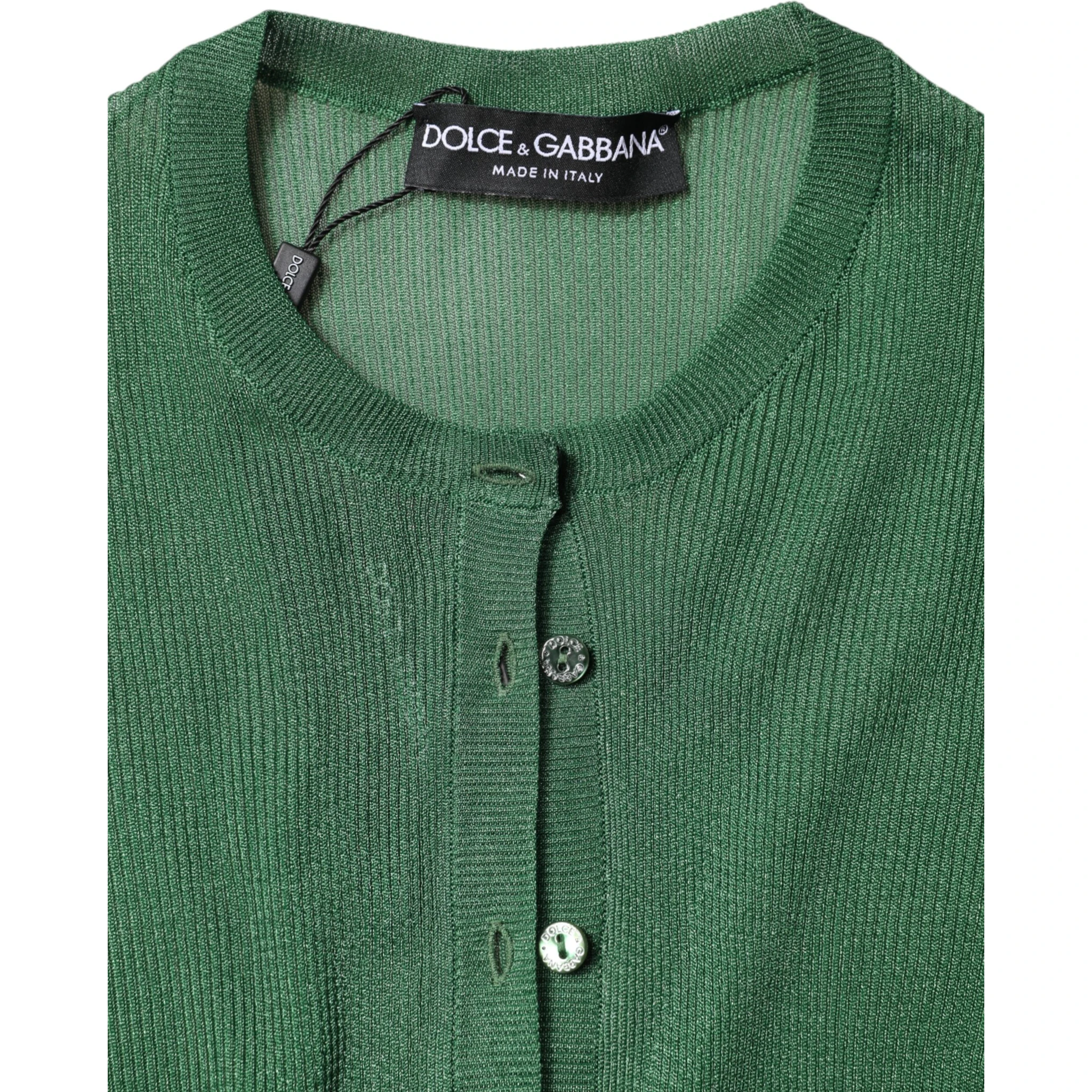 Green Polyester Long Sleeves Cardigan Sweater