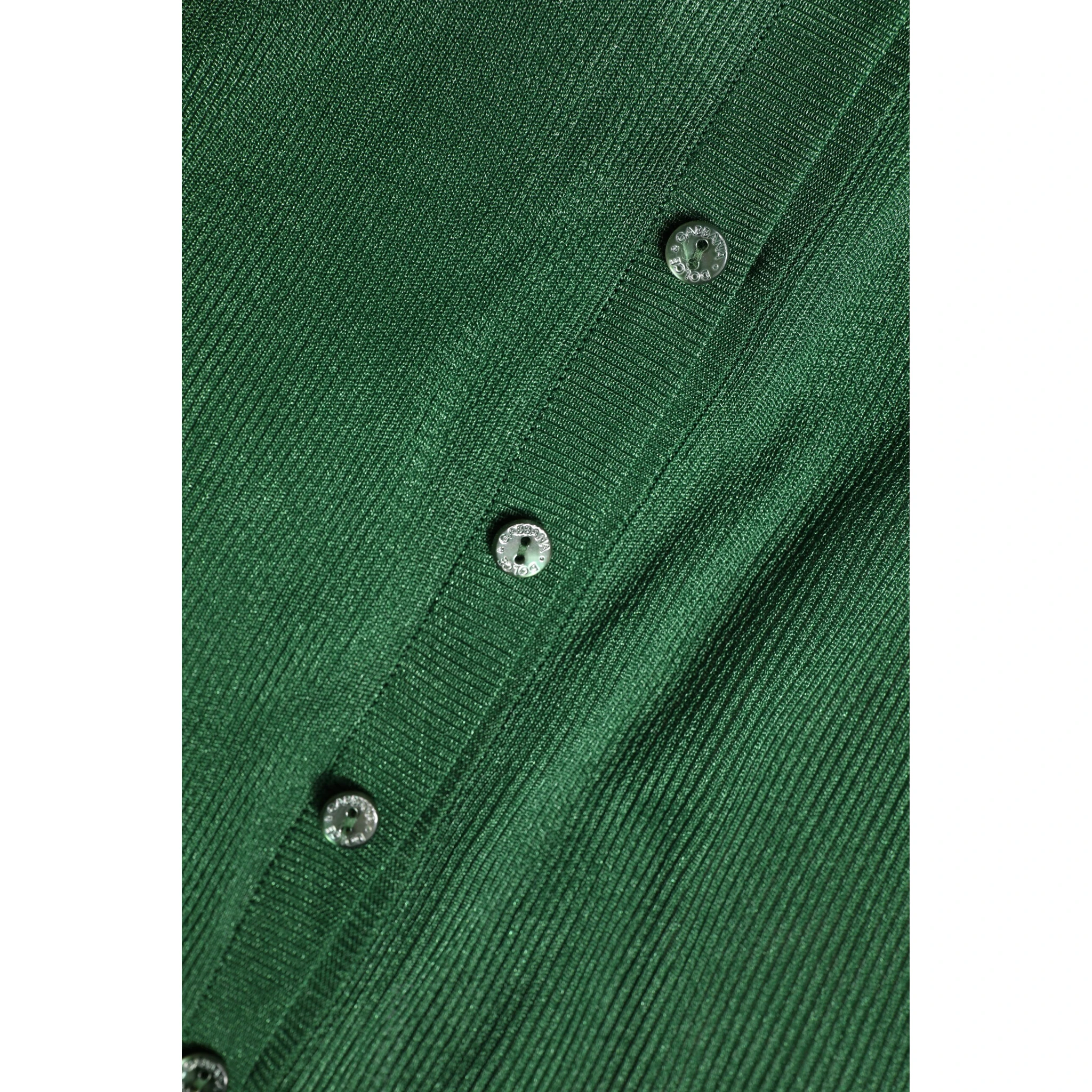 Green Polyester Long Sleeves Cardigan Sweater
