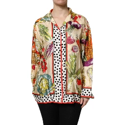 Multicolor Vegetables Silk Long Sleeves Top