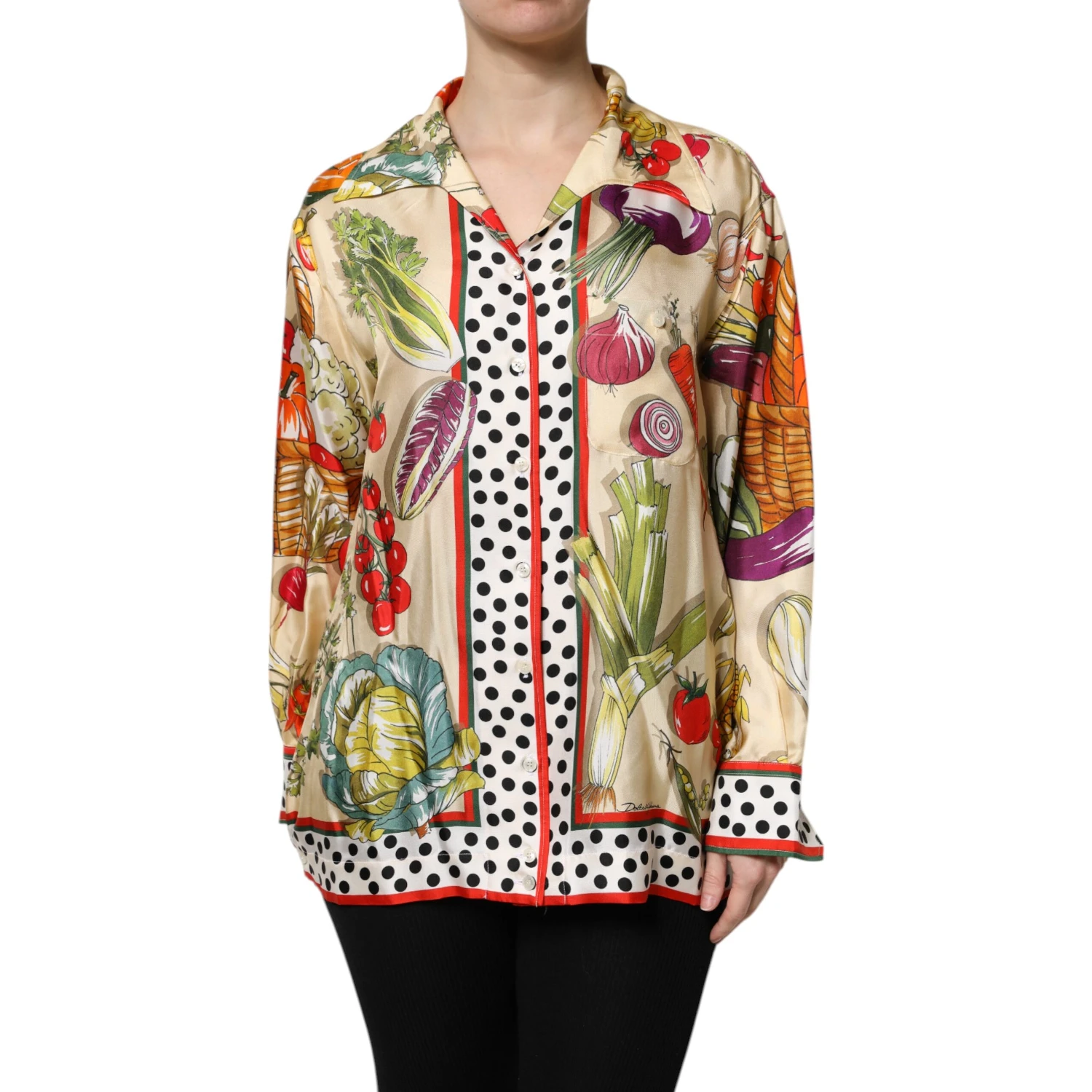 Multicolor Vegetables Silk Long Sleeves Top