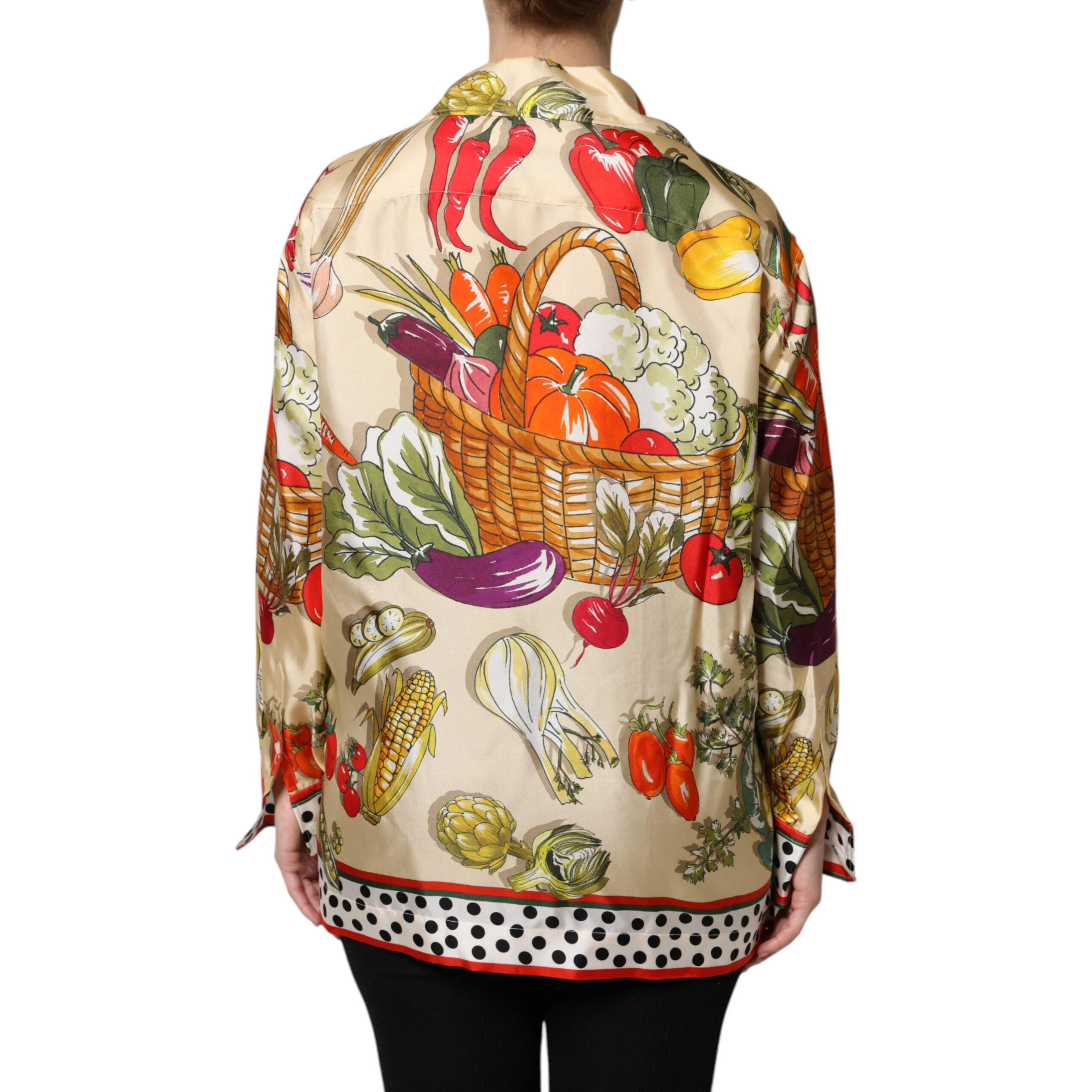 Multicolor Vegetables Silk Long Sleeves Top