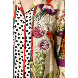 Multicolor Vegetables Silk Long Sleeves Top