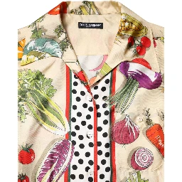 Multicolor Vegetables Silk Long Sleeves Top