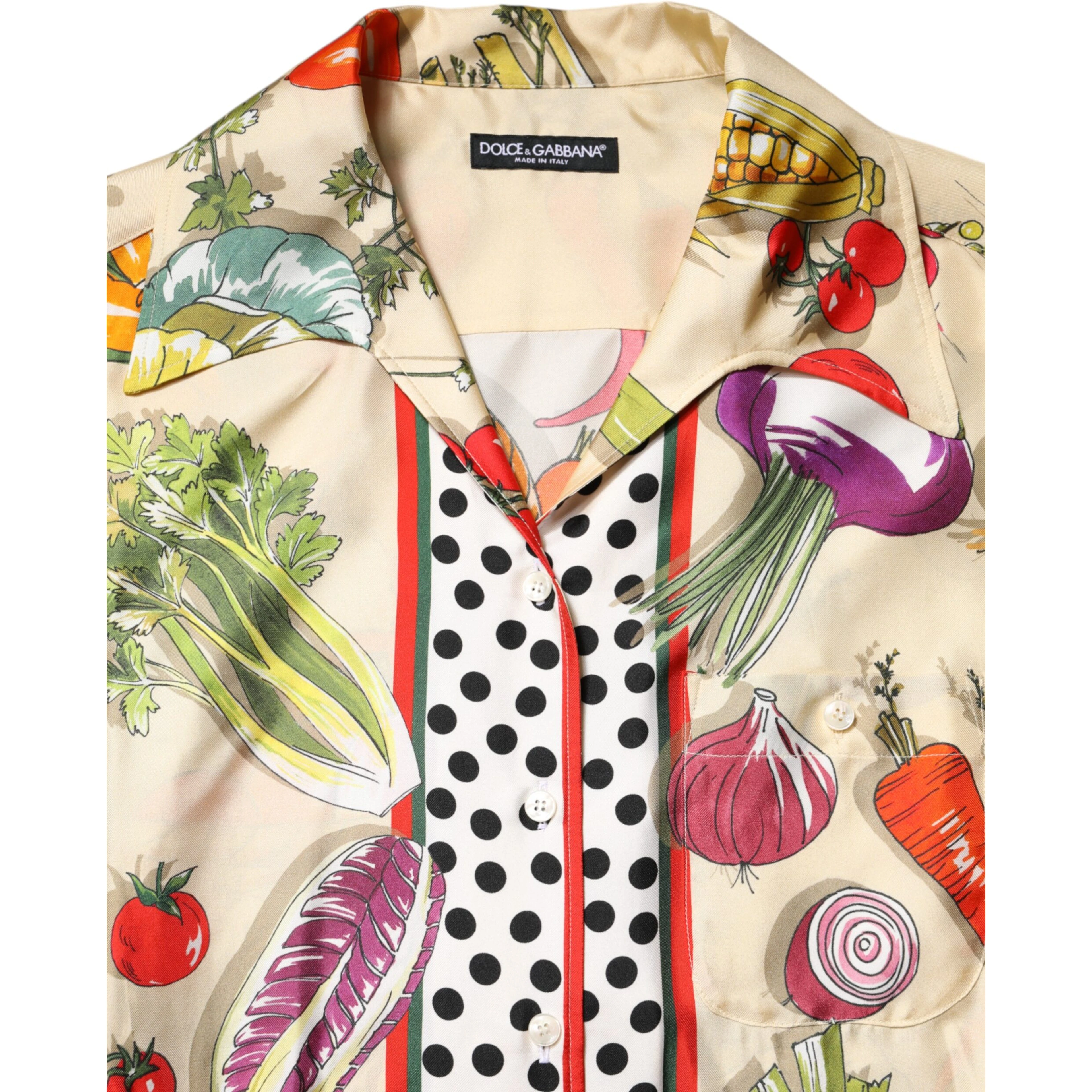 Multicolor Vegetables Silk Long Sleeves Top