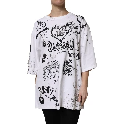 White Cotton DG BLESSED Printed T-shirt