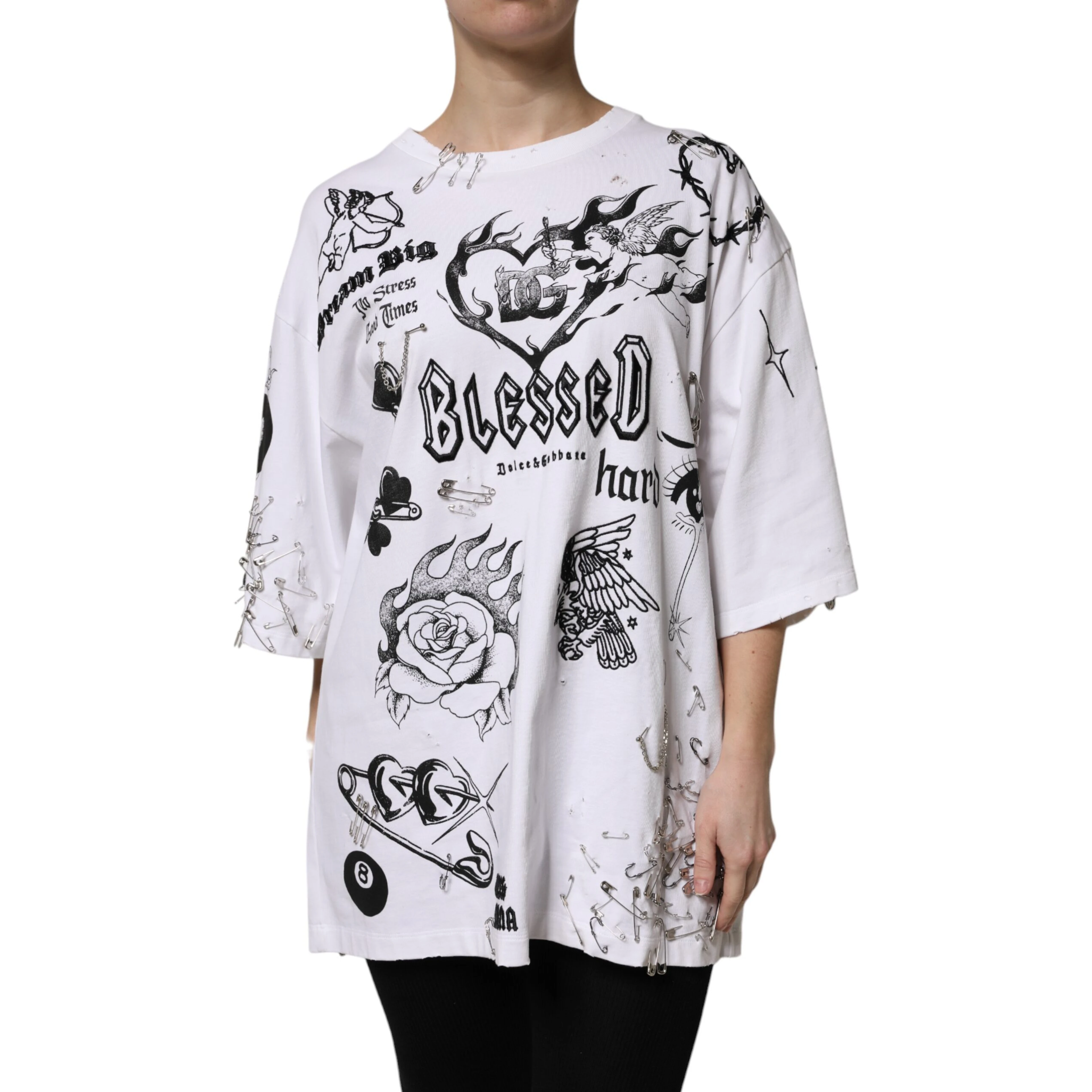 White Cotton DG BLESSED Printed T-shirt