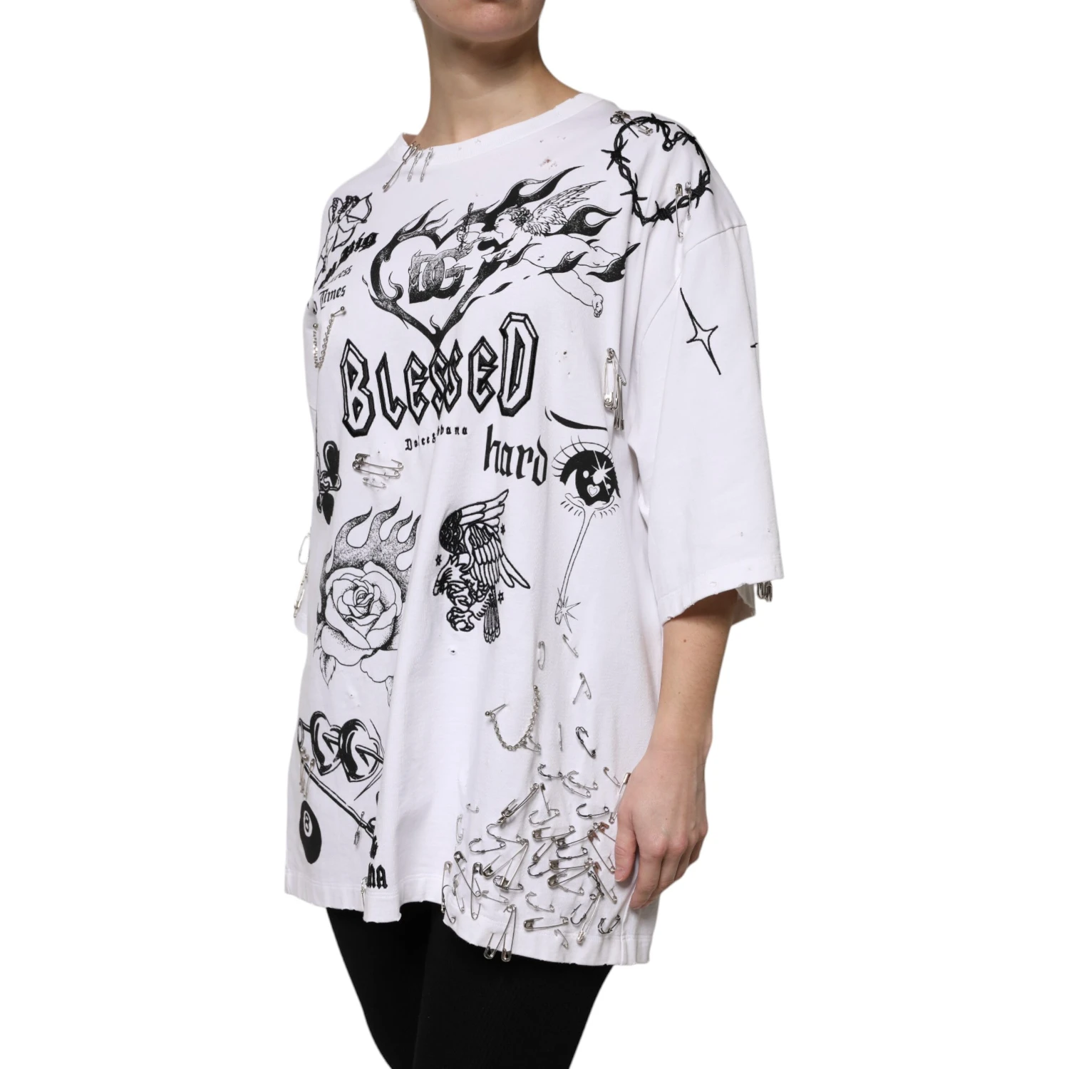 White Cotton DG BLESSED Printed T-shirt