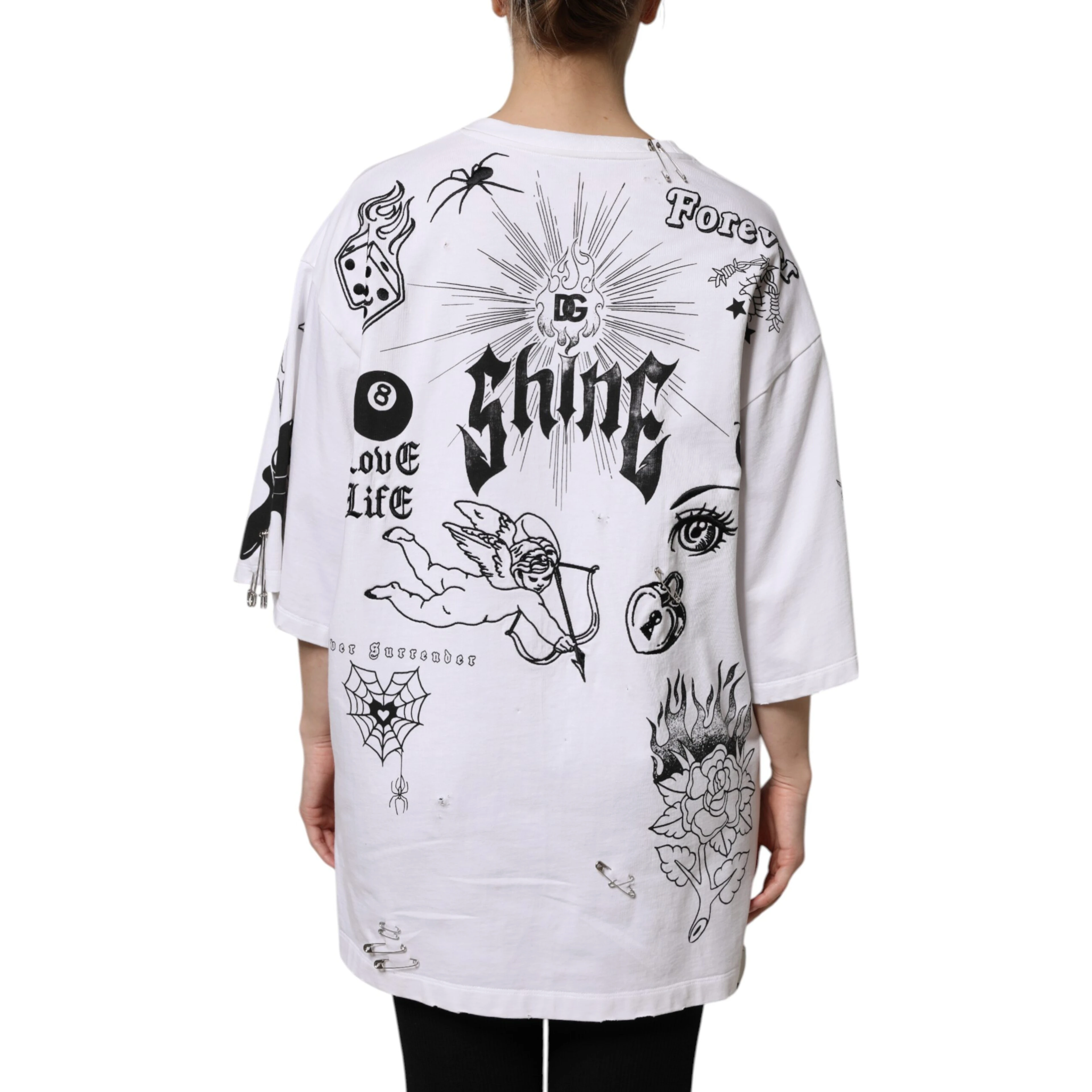 White Cotton DG BLESSED Printed T-shirt