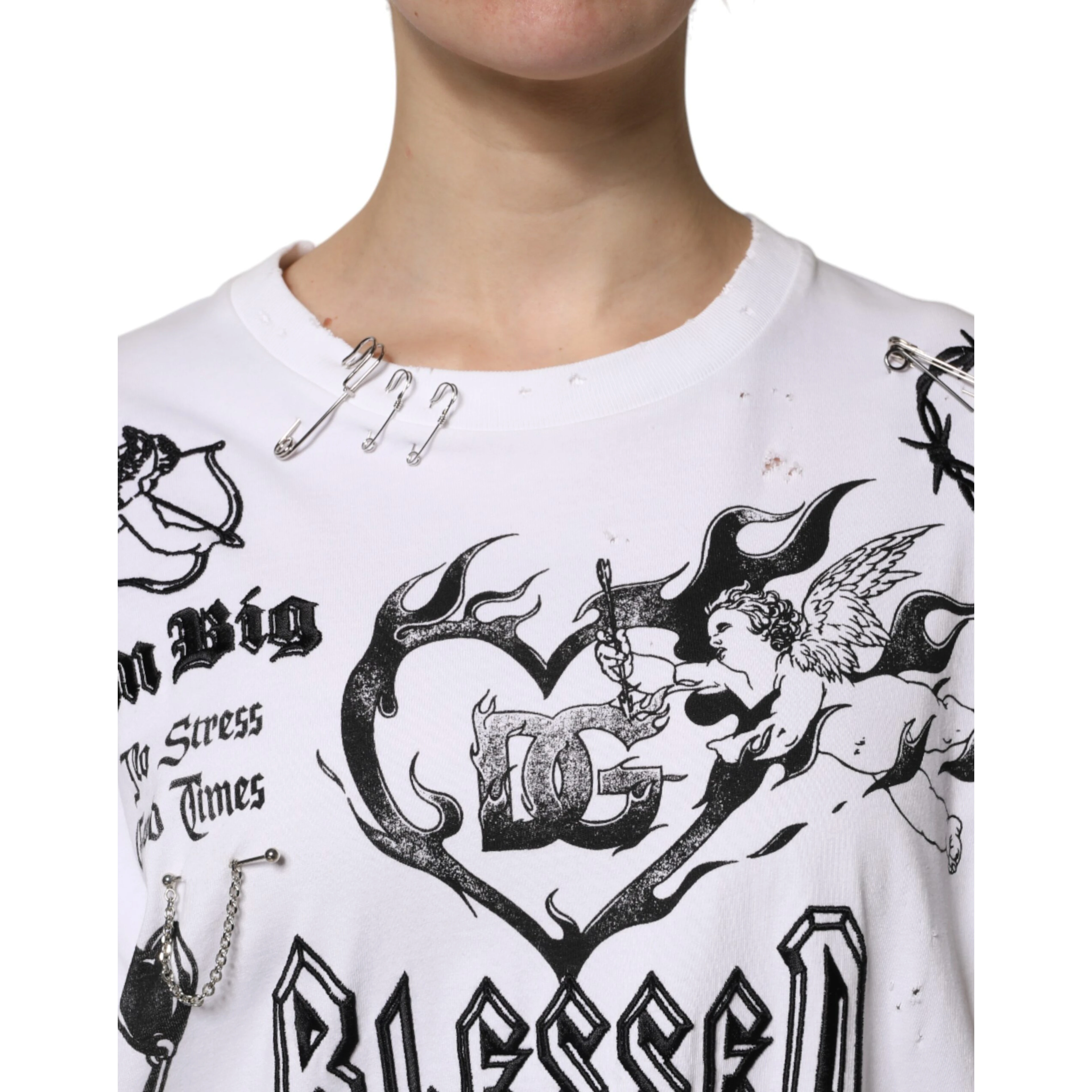 White Cotton DG BLESSED Printed T-shirt