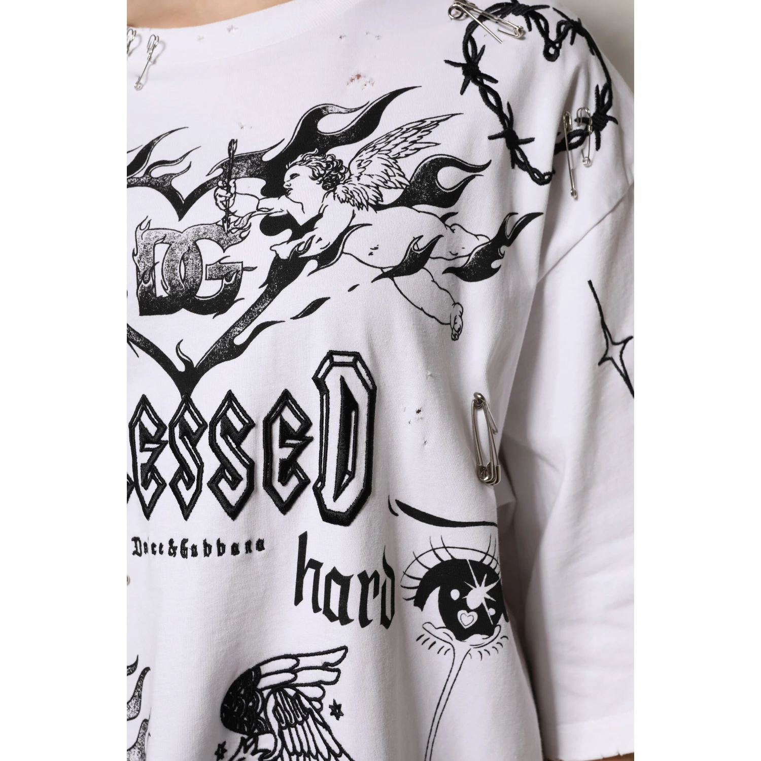 White Cotton DG BLESSED Printed T-shirt