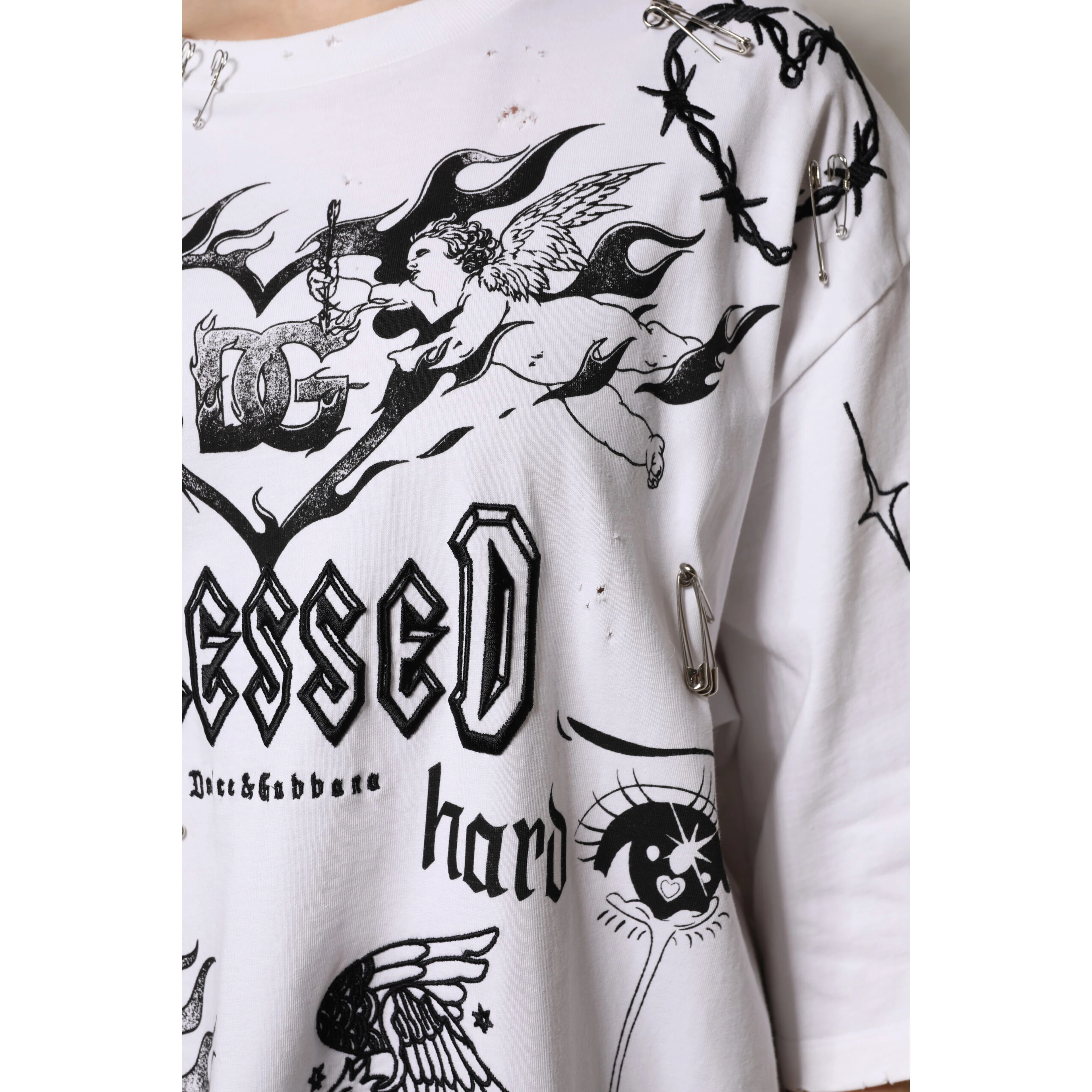 White Cotton DG BLESSED Printed T-shirt