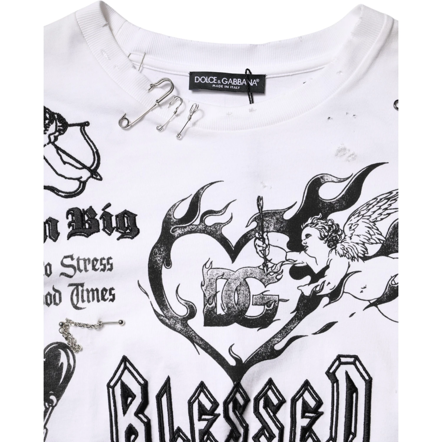 White Cotton DG BLESSED Printed T-shirt