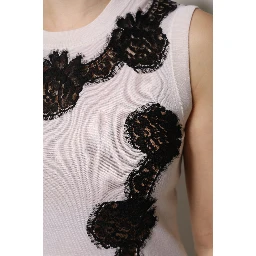 White Cashmere Floral Lace Detailing Tank Top
