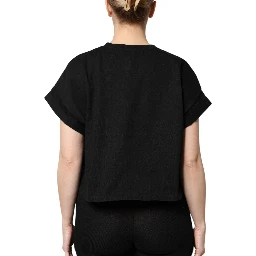 Black Cotton Printed Short Sleeves T-shirt