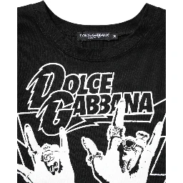 Black Cotton Printed Short Sleeves T-shirt