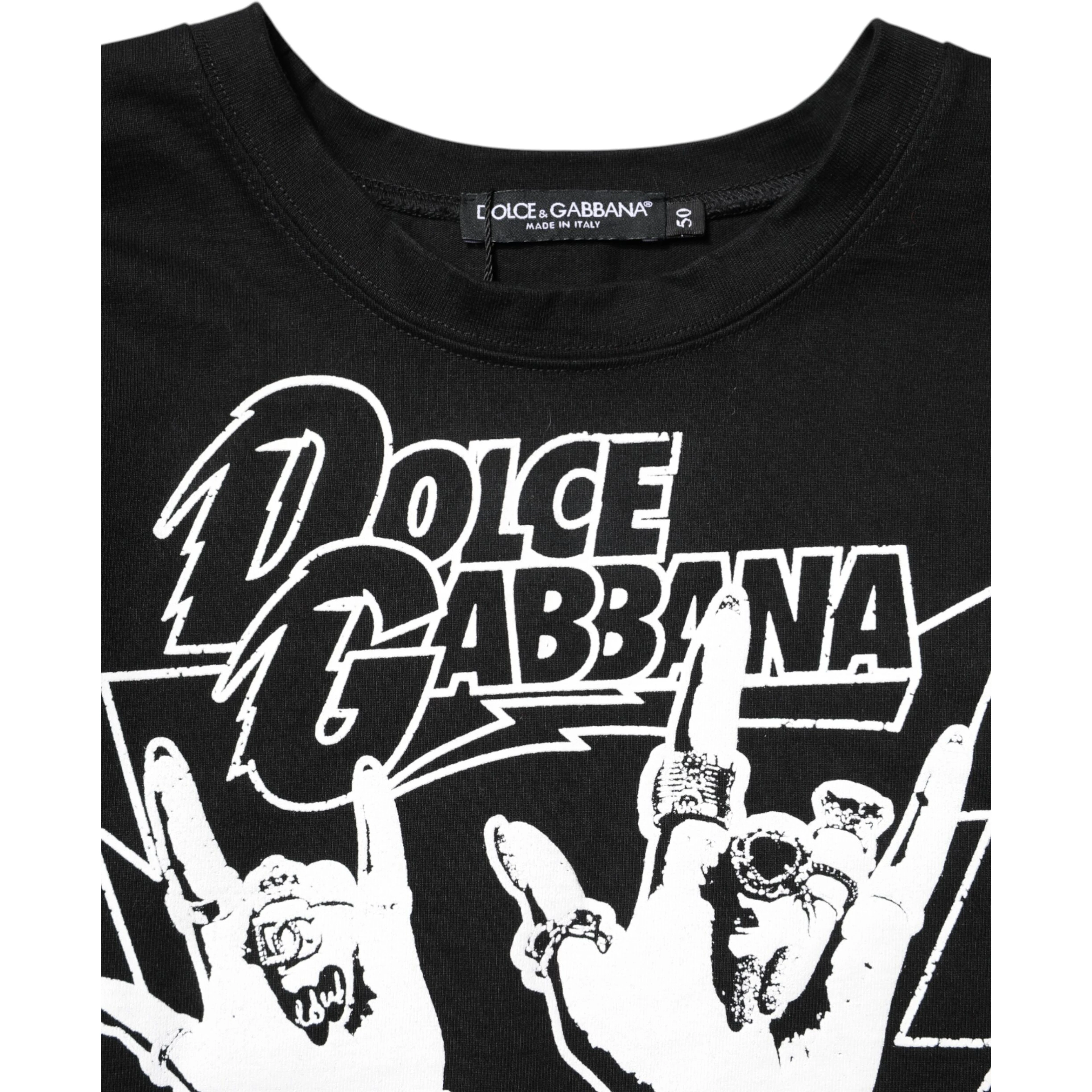 Black Cotton Printed Short Sleeves T-shirt