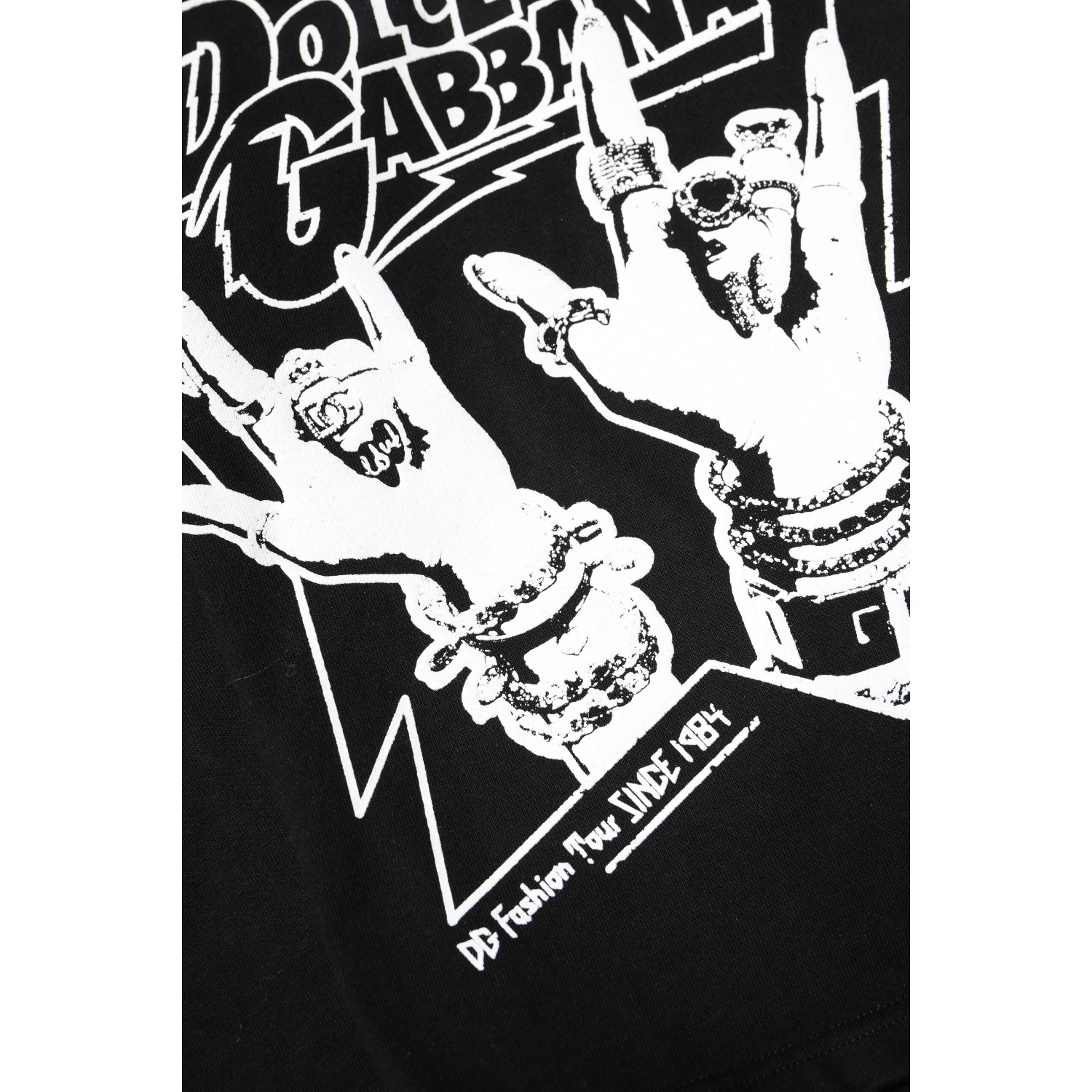 Black Cotton Printed Short Sleeves T-shirt