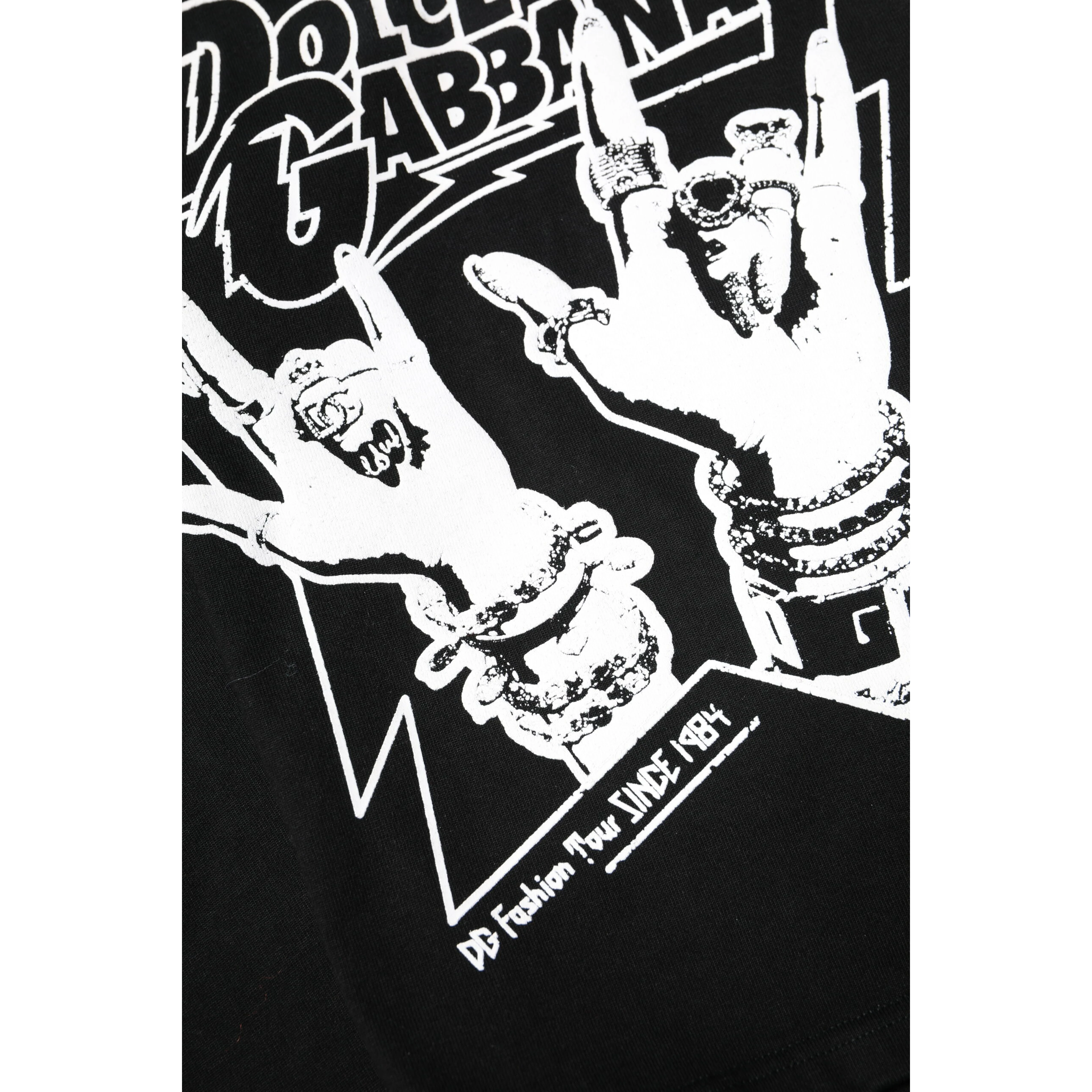 Black Cotton Printed Short Sleeves T-shirt