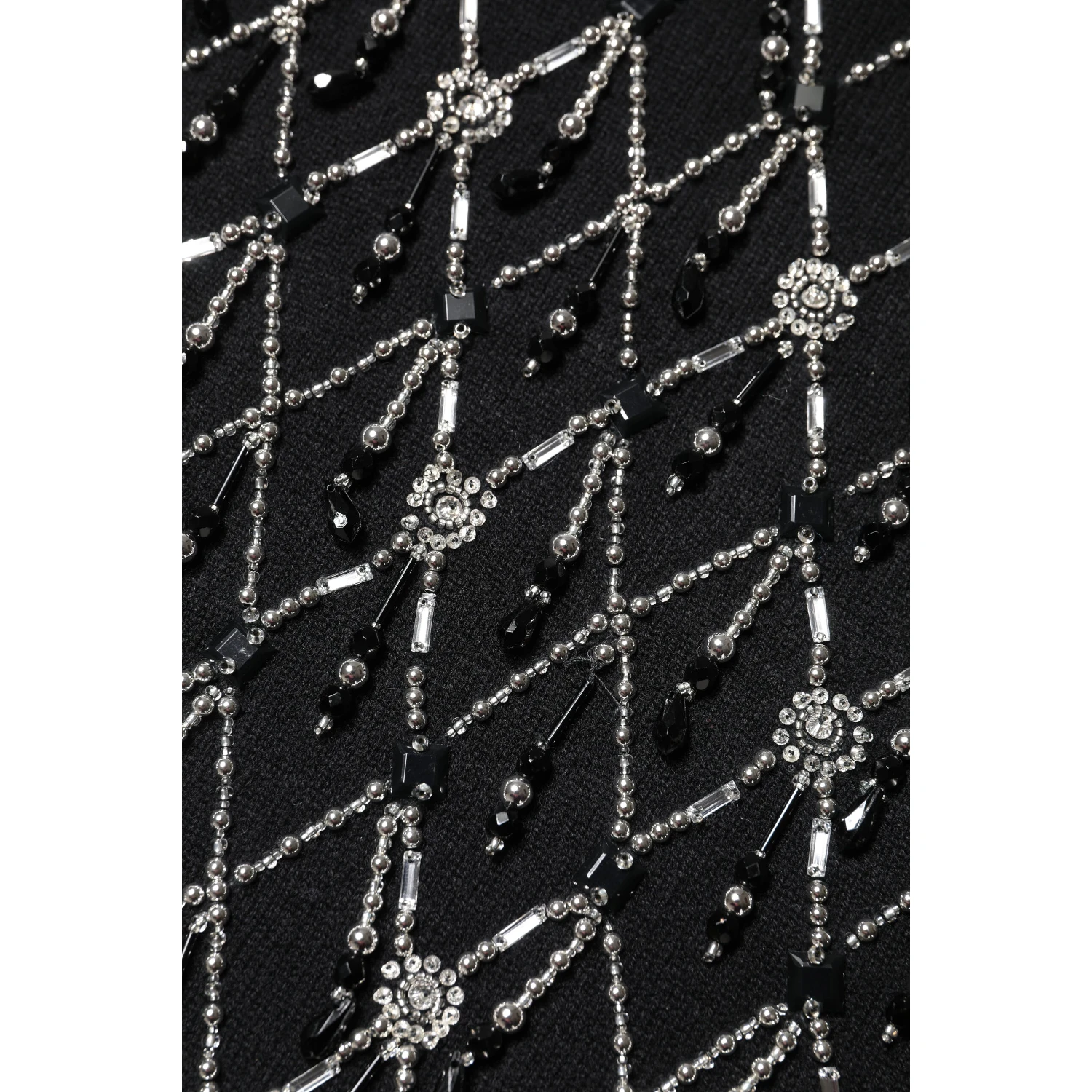 Black Cashmere Embellished Long Sleeves Top