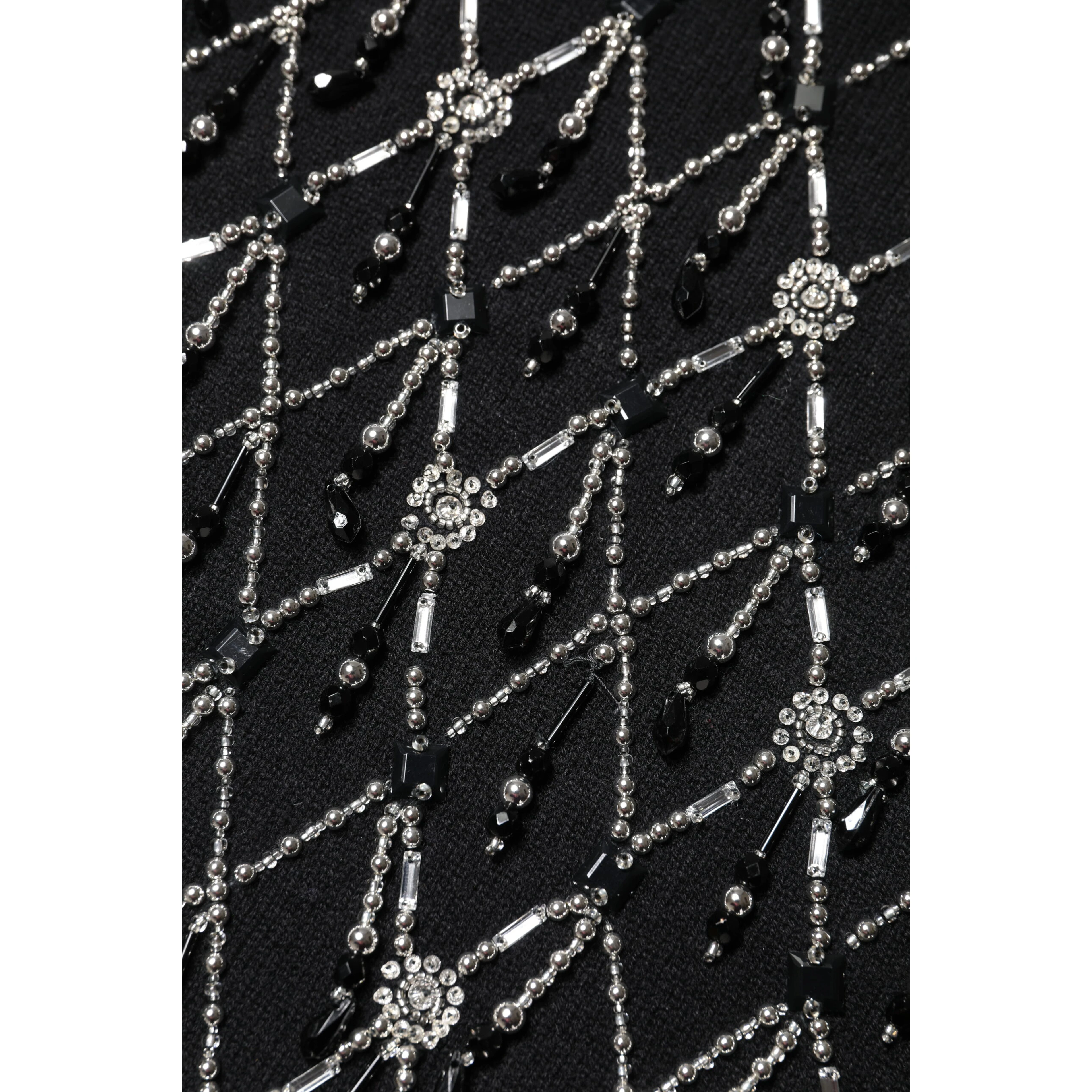 Black Cashmere Embellished Long Sleeves Top